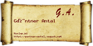 Güntner Antal névjegykártya